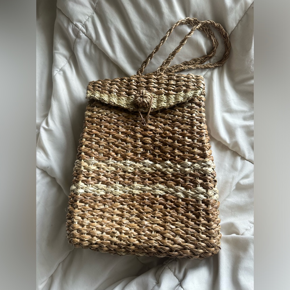 Woven Straw Backpack